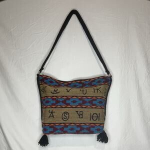 El Paso Saddle Blanket Company Shoulder Bag Rhinestone Rose Fringe Ends NWOT